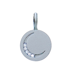 Måne vedhæng med CZ, Sterling sølv, 1 stk.